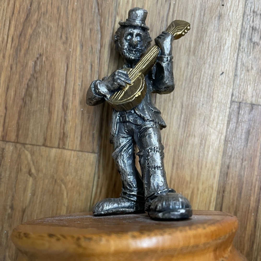 Whimsical Silver and Gold Guitarist Sculpture